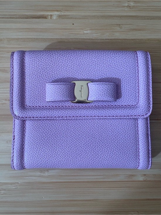 Salvatore Ferragamo Handbags - Salvatore Ferragamo Lavender Leather Vara Bow French Wallet